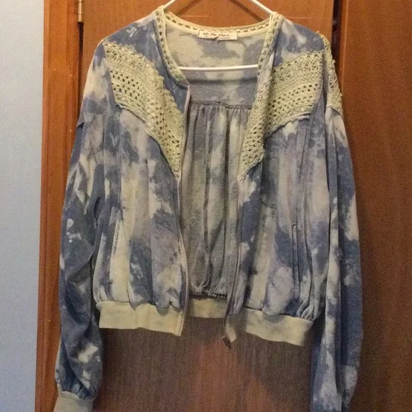NWOT Free People Tie Dye Zip Up Sweatshirt - Picture 4 of 10